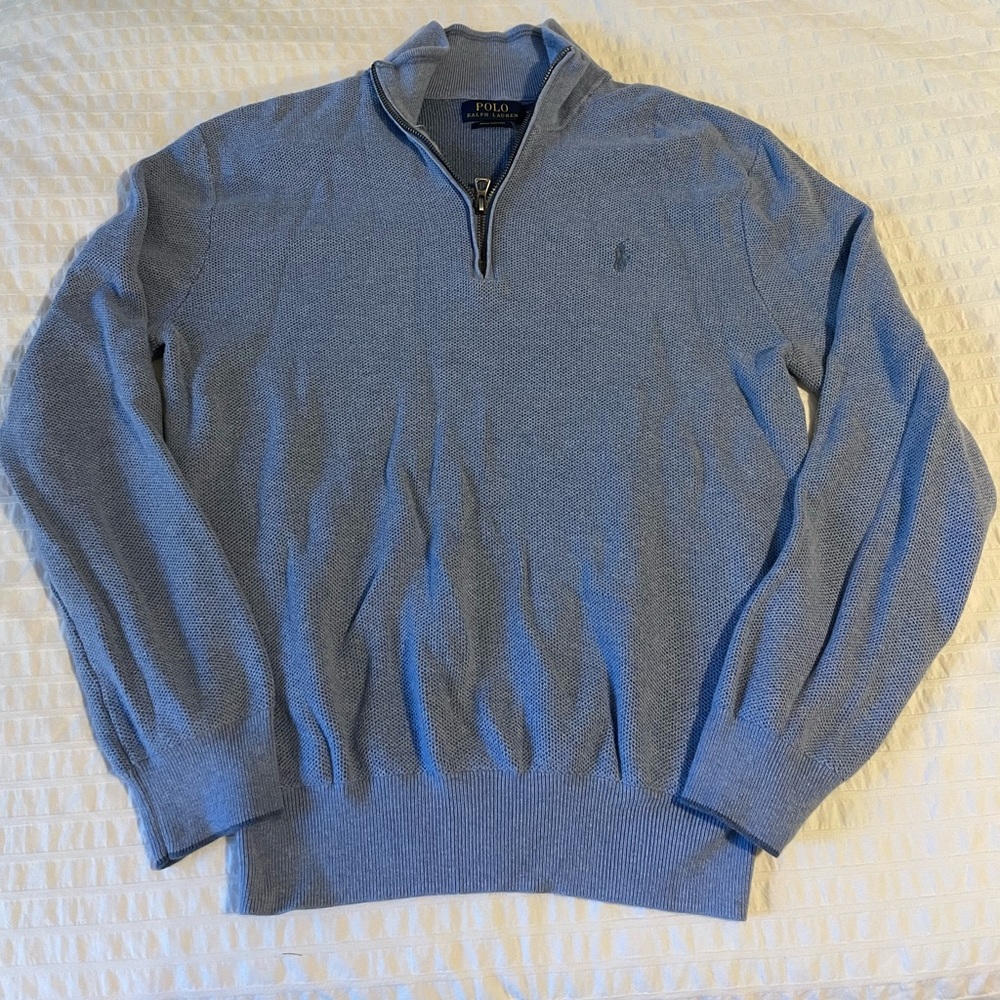 Polo by Ralph Lauren Light Blue Half-Zip Sweater